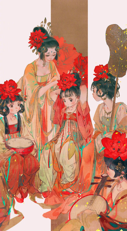 ziseviolet:美人画 (4/?)Paintings of beauties in traditional Chinese hanfu, Part 4 (Part 1/2/3) by Chine