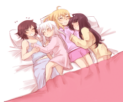 breakfastbooty:  Sloppy/quick redraw of this!  Cuddle piles for all 