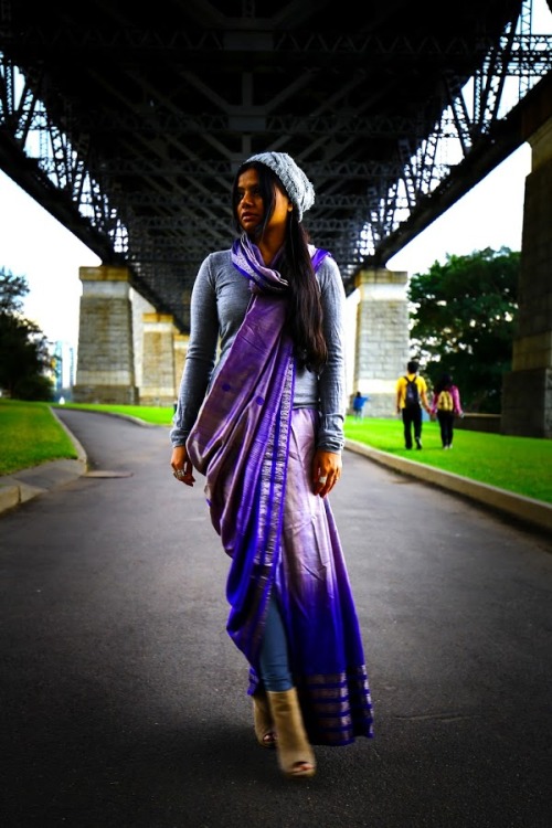 Under the bridge in an everyday saree