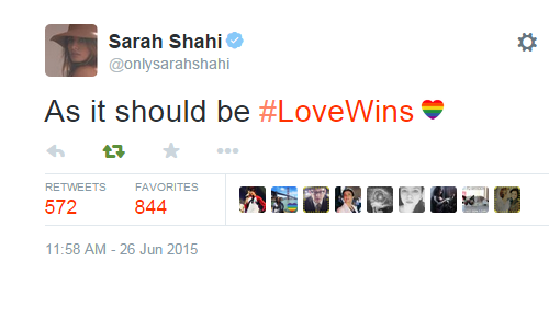 madammayor:    Amy and Sarah tweeting about Marriage Equality #LoveWins  