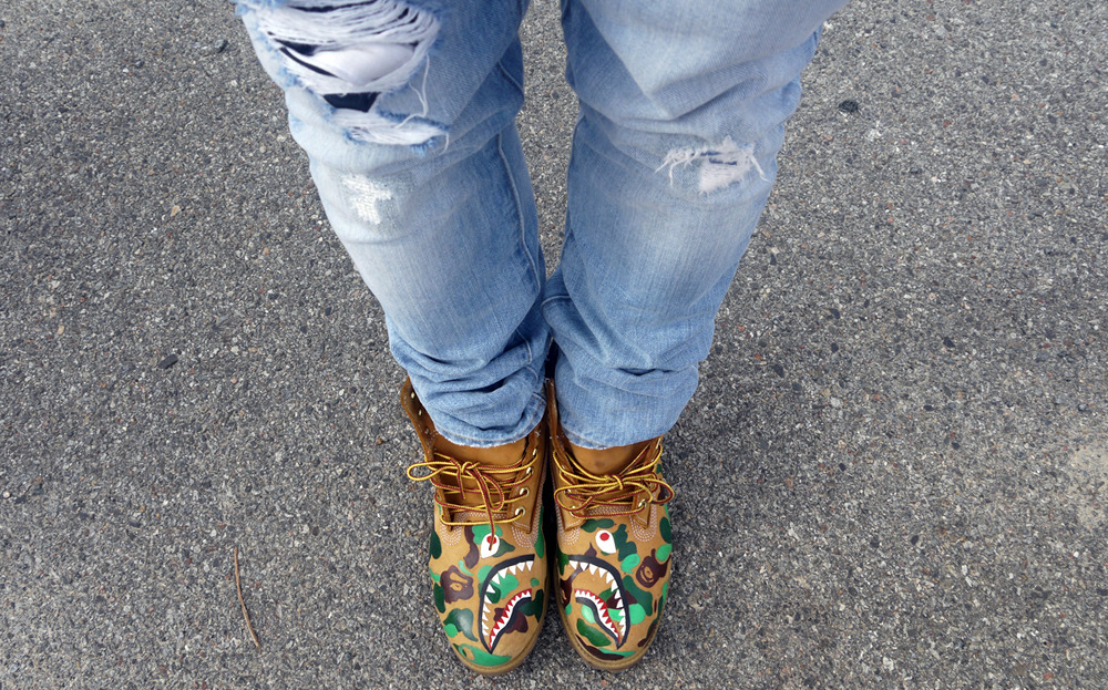 thelordsforum:  More pics of my bape timbs | ape shall never kill ape 
