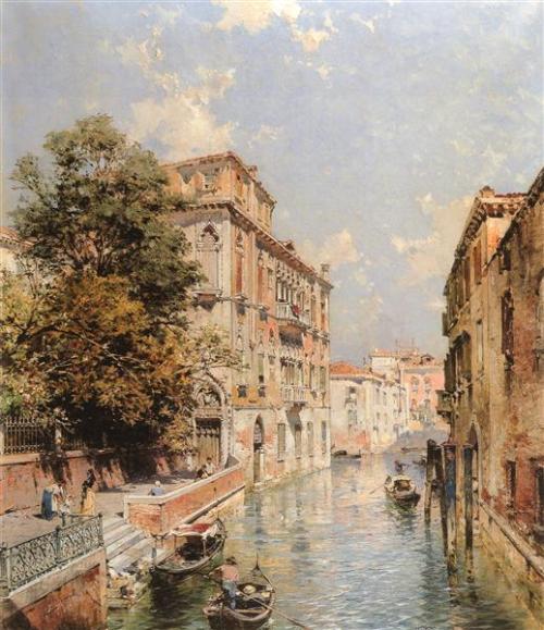 Franz Richard Unterberger, A view in Venice - Rio S. Marina