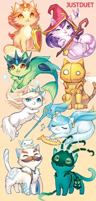 justduet:  hey peeps, sorry I haven’t been around on tumblr much, I’ve been drawing a bunch of league champs as cats (you can find them all on my twitter). I’m too lazy to compile them to post on tumblr (cept this one cuz its going to be a bookmark)….