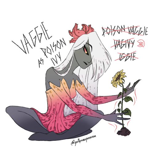 rotolnoycorp: Vaggie as Poison Ivy! Poison Vaggie/Vagivy/Iggie. Sunflower because Charlie :D Also ha