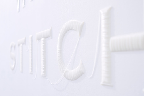 {OMGosh Genius! Totally loving this! 3D printed signage to resemble hand-stitched embroidery fixed o