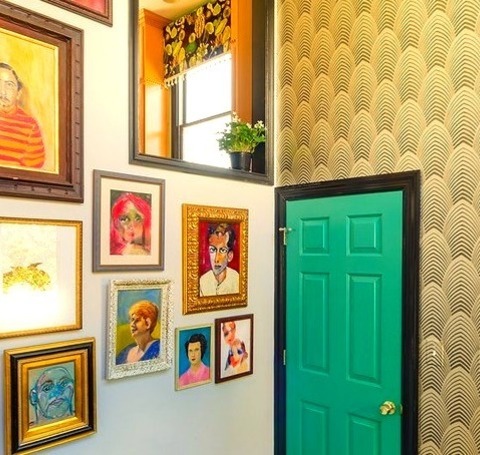 Mudroom - Eclectic EntryA Medium-sized Eclectic Mudroom Shot With A Beige Floor And Metallic Walls.