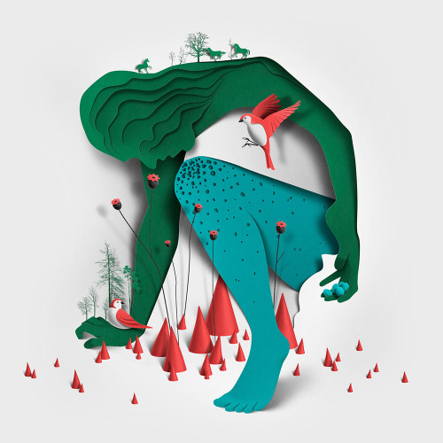 jedavu:  Editorial Illustrations Incorporating Cut Paper Textures and Shadows by Eiko Ojala   Estoni