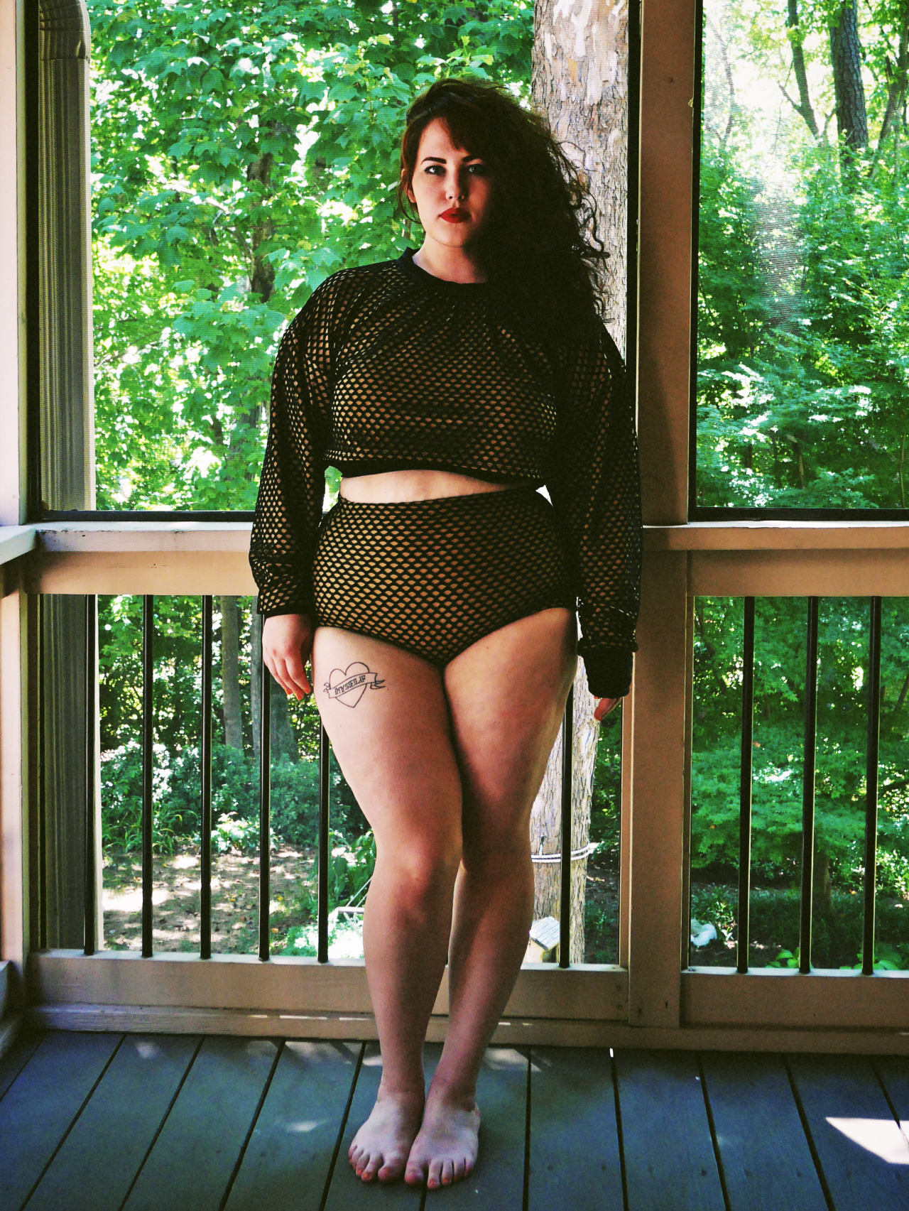 sweetjanesays:  Swimsuit and crop top from Rue 107. 