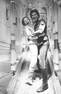 carriefishers:   Harrison Ford and Carrie Fisher on the set of Star Wars: The Empire Strikes Back  