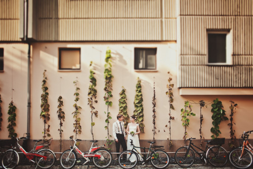 delightfulcycles: Bicycles in a wedding photo (by Yuliya Bahr)
