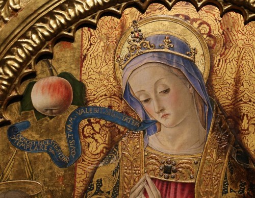 koredzas:Vittore Crivelli (1440 - 1501) - Madonna Adoring the Child. Detail.