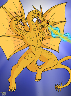 captaintaco2345:  Another King Ghidorah drawing I did for Kaijune. Other than Gigan, I think Ghidorah’s probably my favourite Godzilla villain.   Just reblogging some old stuff I really liked