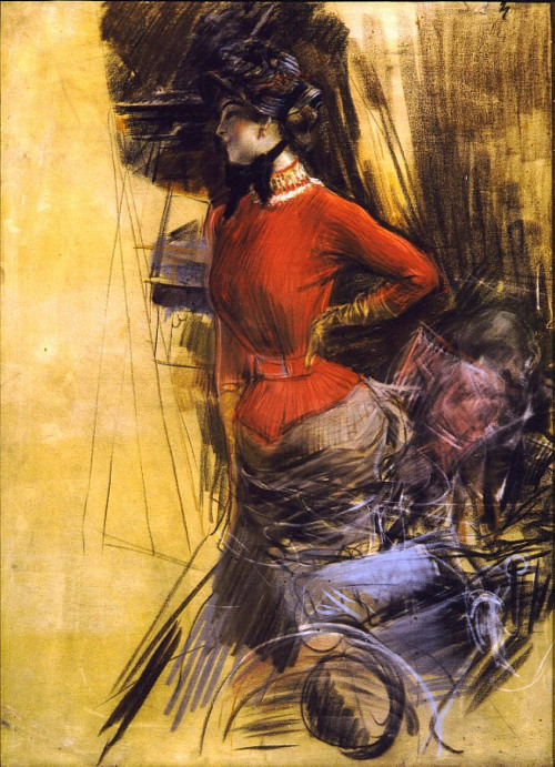 artist-boldini: Lady in Red Coat, 1878, Giovanni Boldini
