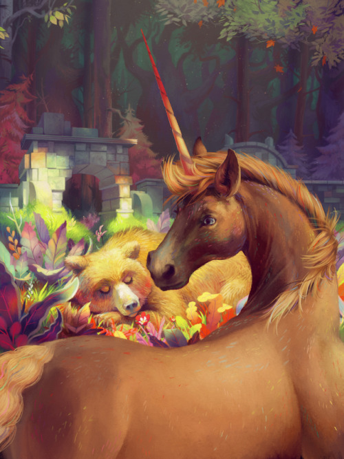 Bear & the Unicorn, Christopher CyrA commission done for a private client meant to resemble a bo
