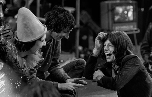 Mick Jagger, Keith Moon and Pete Townshend, during the filming of the Rolling Stones ’Rock &ls