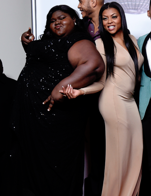 ahsgifs:   Gabourey Sidibe and Taraji P. Henson pose in the press room at the 47th