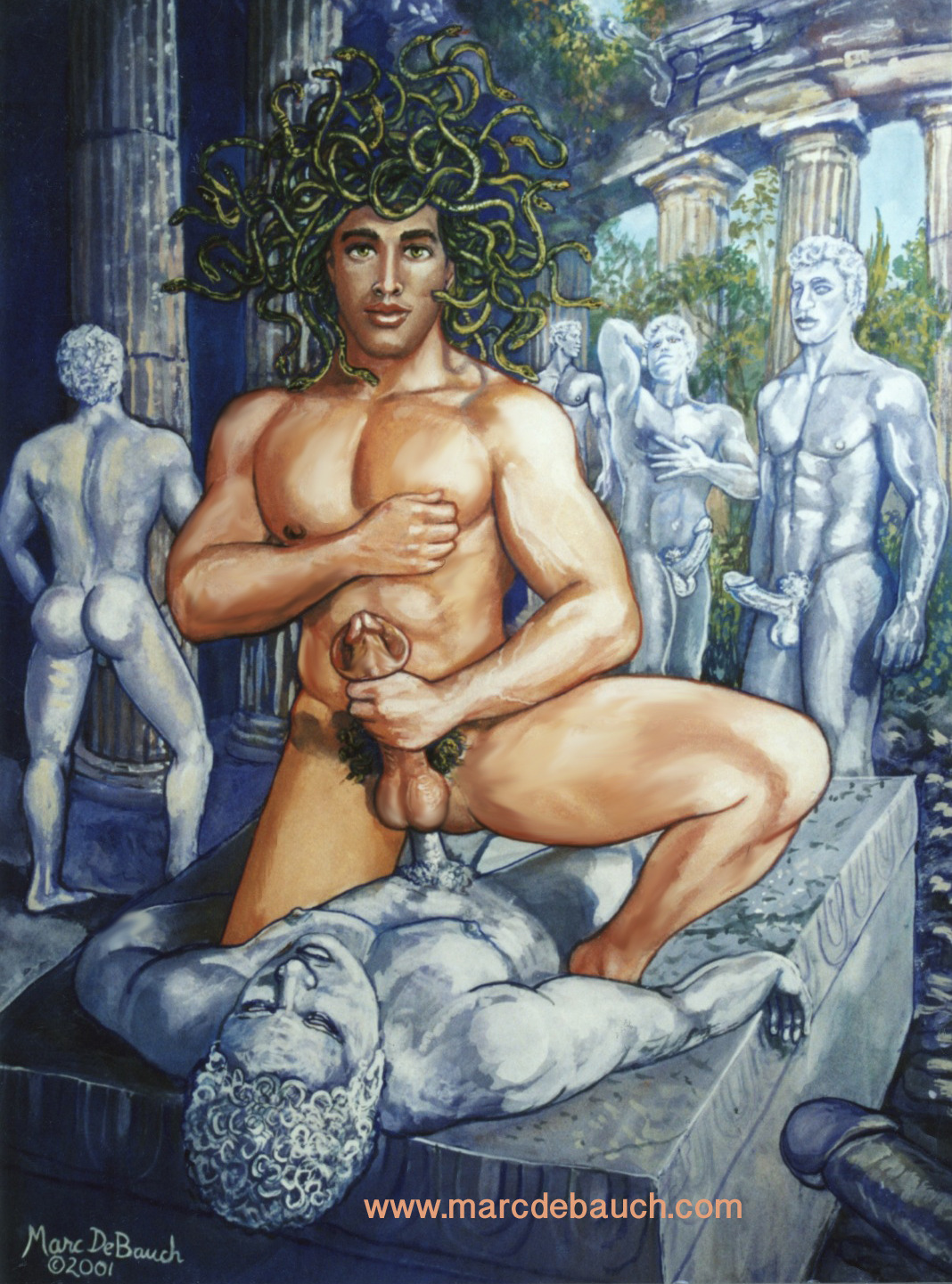 eroswolf:  &ldquo;MEDUSA MAN&rdquo; by Marc DeBauch Â 2001 gouache on paper