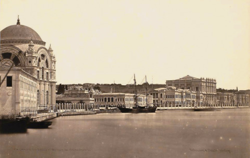 Dolmabahce Mosque and Palace. The Dolmabahçe Mosque is adorned with various items of bot