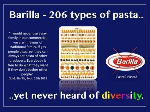 the-lost-time-lord:yeevil:dbvictoria:After Barilla’s Chairman stated “I would not do a commerc