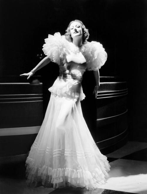 Joan Crawford in the famous dress from ‘Letty Lynton’, designed by Adrian, 1932