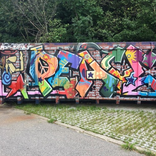 #peace dumpster in #christiania in #copenhagen #denmark  ••• #walls_of_nyc #streetart