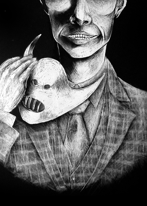 wolfftrapped:Illustrations for Hannibal, done on scratchboard for my materials and techniques class.