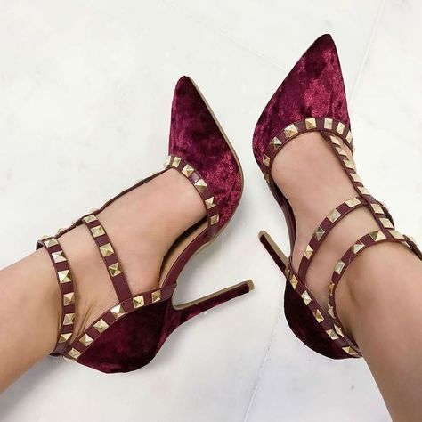 hottest-shoes: Studded Velvet Caged High #Heels