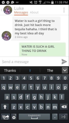 Bonerfart:  Mihlayn:  This Just In: Water Is A Drink For Females.  Lmao Nice Glass