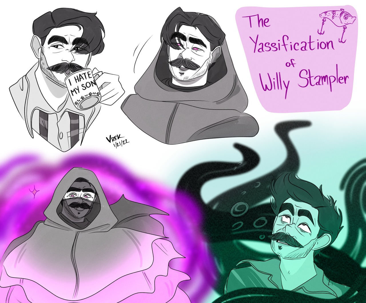 Wow! He is a bad man! (or, my character design sheet for the last of the omega dads, the very mean and downright frightening Willy Stampler himself) #dungeons and daddies #dndads#dndads fanart#willy stampler#dnd#fanart#podcast #i kind of drew inspo from clayton from tarzan and that evil guy from Spirit  #his hair is similar to rons but longer; like in the 1950s when businessmen had their hair slicked back but when they flew into a rage it  #flopped down? like that  #willy is still so so scary to me  #like my stomach DROPS whenever hes in an episode  #i wonder if hell be freed from his prison in season 2 and what that would look like  #actually all the omega dads are theoretically still alive  #right?  #im trying to remember #digital art#comic#animation#cartoon #dungeons and dragons  #me to the Doodler: lol get his ass