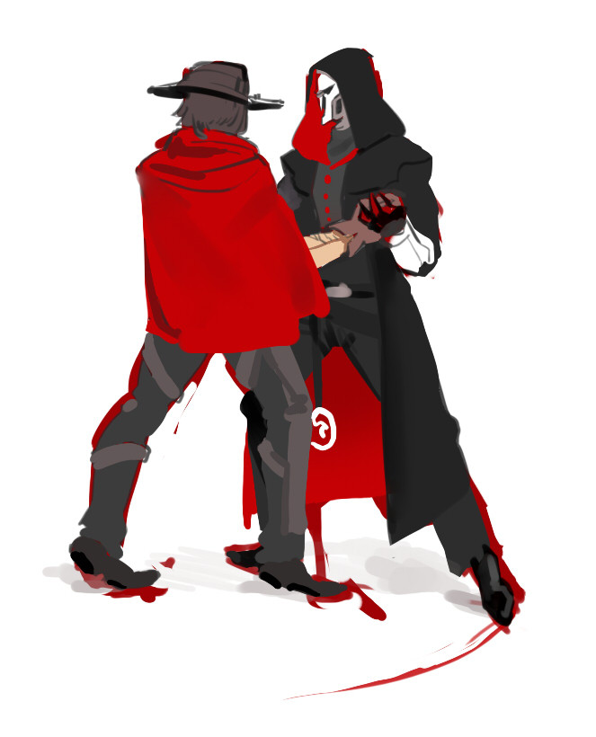 elapuse:  Overwatch doodle! (head canon: McCree and Reaper do tango dance-offs 