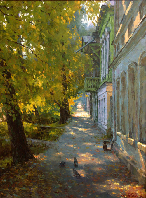 Autumn in Morshansk  -  Stanislav Brusilov Dmitri LevinRussian , b.1955-Oil on canvas, 90 x 70 cm