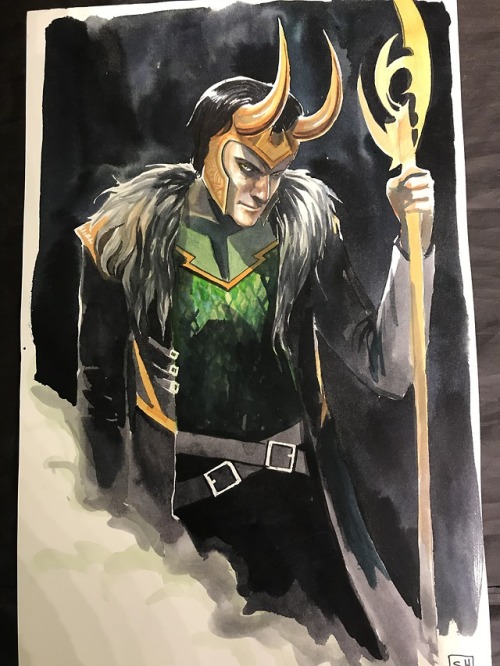 cosmicjoke: Loki, by Stephanie Hans!  Done in watercolors!  