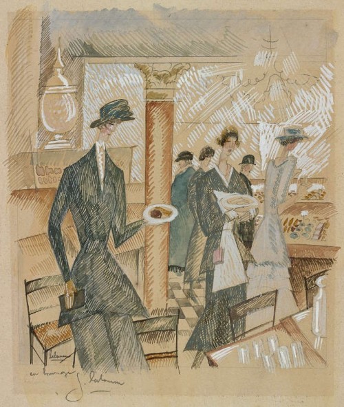 Chez le pâtissier , In the Bakery  -   Jean Émile Laboureur , 1924French  1877-1943Gouache, 271 x 18