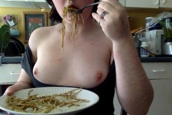 punishmentslut:my tits are only out as an excuse to tell you about the excellent pesto i just made