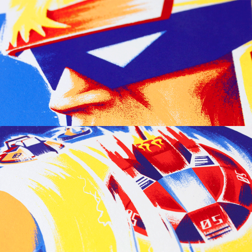 ‘Formula Zero’ 18″ X 24″ 7-colour screen prints available at TheYetee.com, l