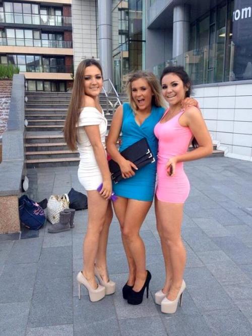 303blkguyinthecity: Naughty teens in slutty outfits and platform heels