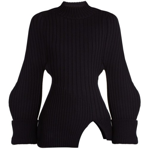 Jacquemus La Maille Pablo ribbed-knit wool sweater ❤ liked on Polyvore (see more navy tops)