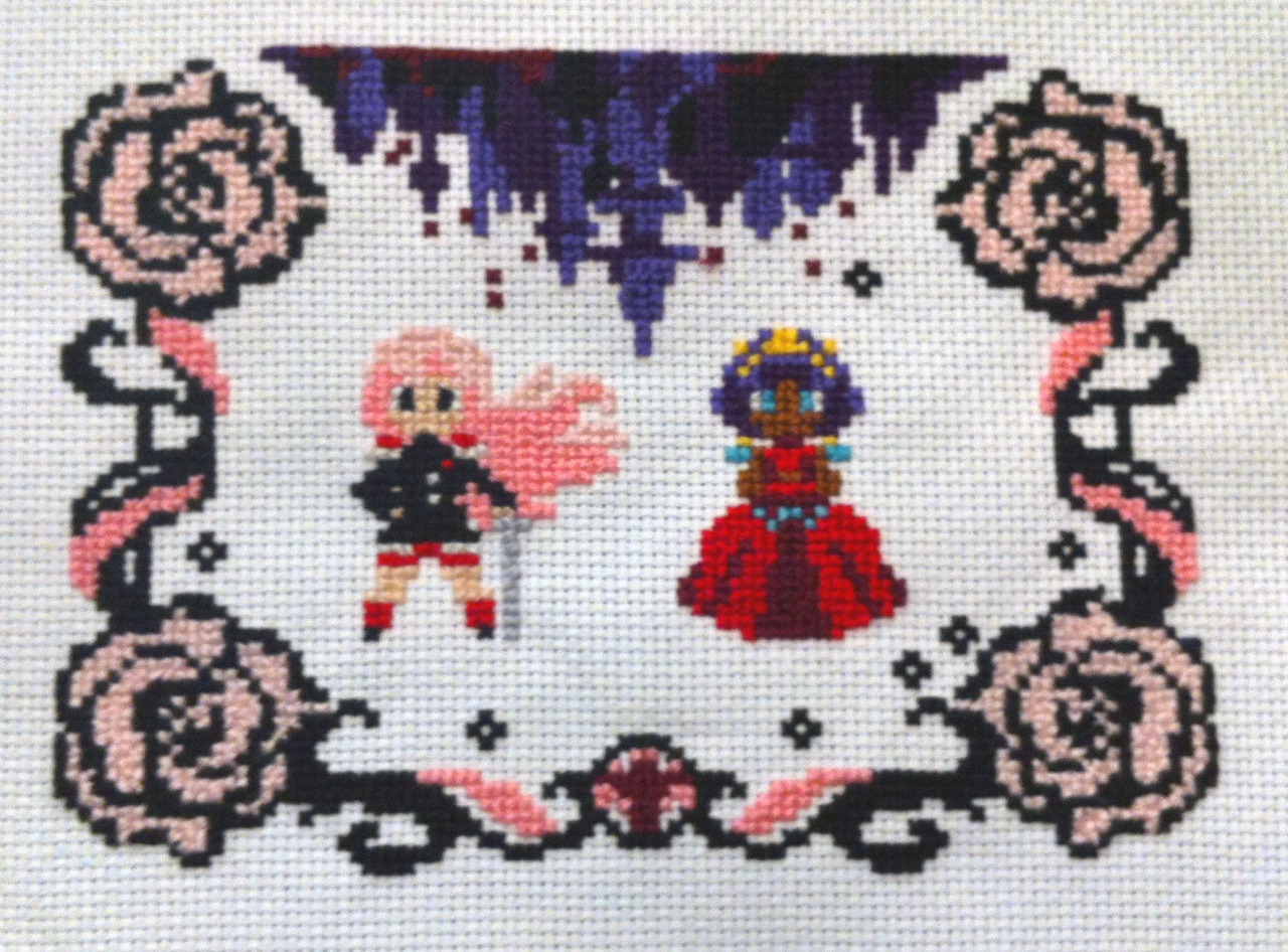 chibiyeti:  A finished cross stitch commission for geekstainedglass!  Designing