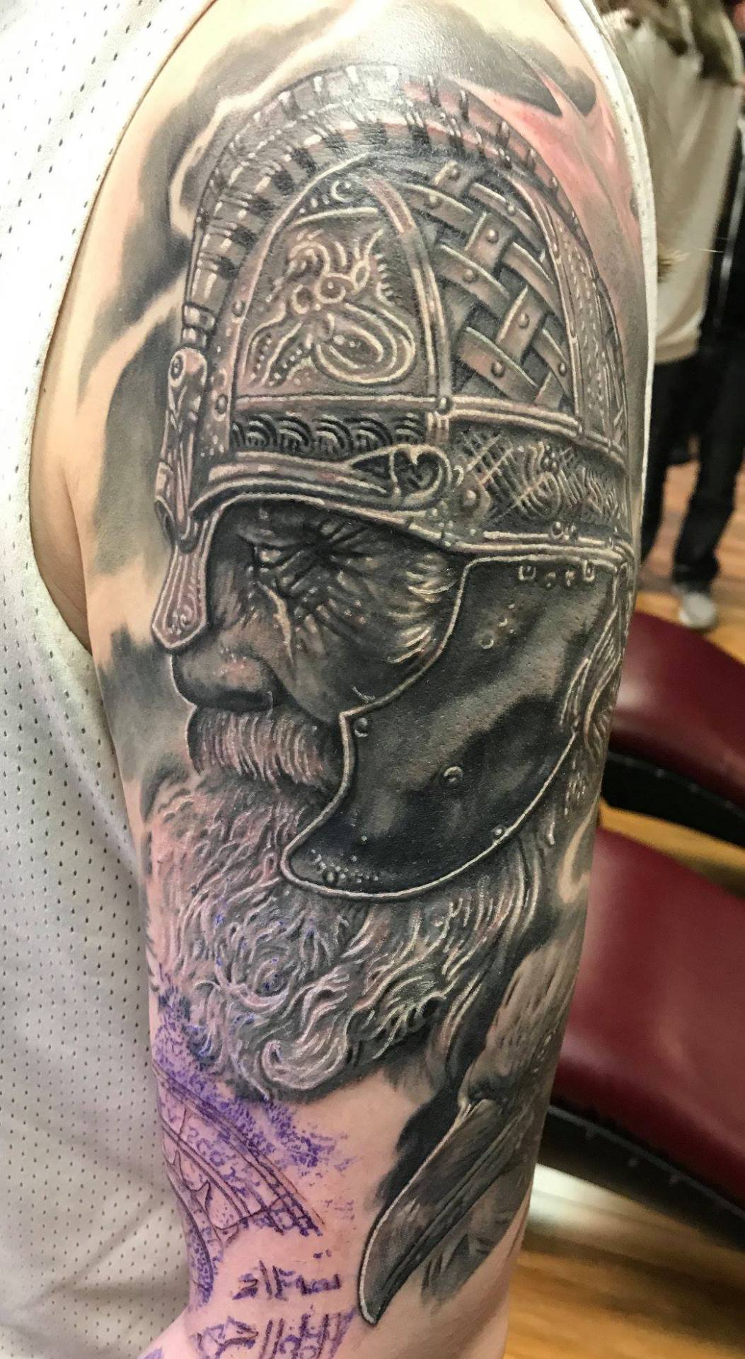 Arrows And Embers Custom Tattooing — Odin portrait tattoo by Sean Ambrose  of Arrows and...