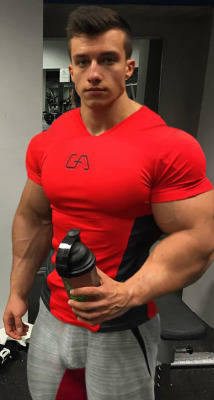 Bodybuilders in clothes