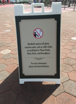 disneyforeverlives:  mikeandalexa:  Disney Parks are now prohibiting selfie sticks for safety reasons. Here is the new sign today at Magic Kingdom in WDW.  PRAISE TO THIS RULE