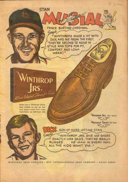 Baseball Hall-of-Famer Stan Musial (and son) for Winthrop Shoes, 1948