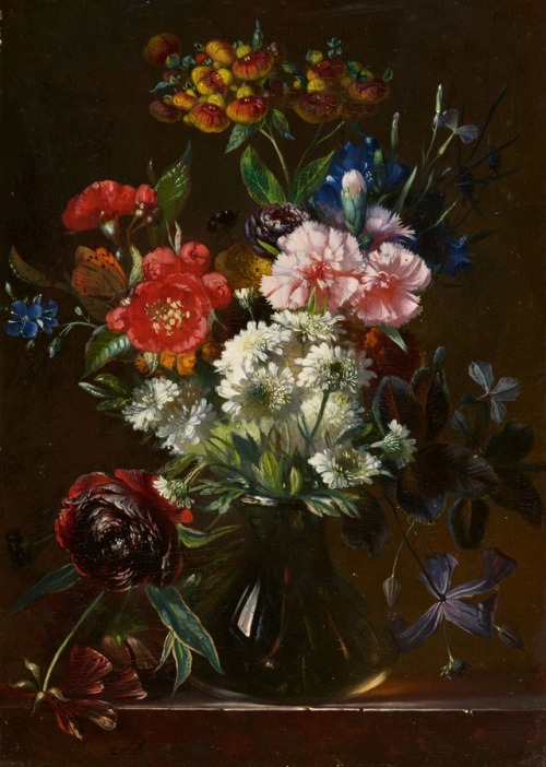 laclygrantham: Arnoldus Bloemers (Dutch, 1785 - 1844) Still Life of Flowers oil on panel