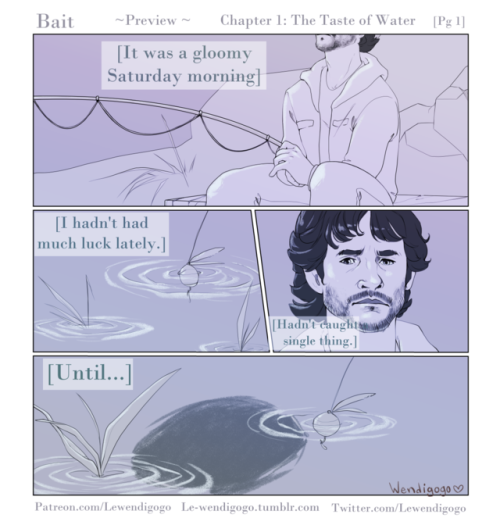 “Bait”, a Hannigram comic. Preview of Ch 1 Page 1Do you like Hannigram? Do you like mermen AUs? Have