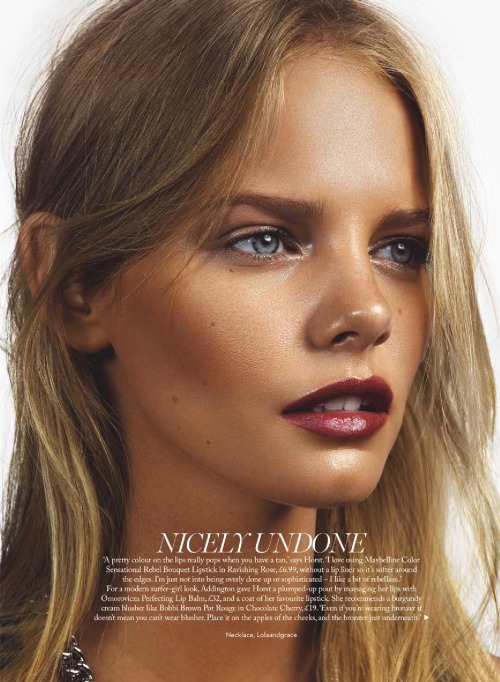 thebeautymodel:Marloes Horst by Jonas Bresnan for Marie Claire UK