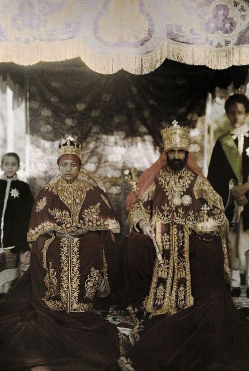 Emperor Haile Selassie I of Ethiopia and his wife, Empress Menen Asfaw, Queen of Queens of Judah. He