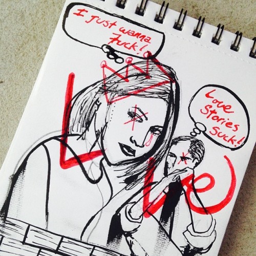 Sometimes… You have to look at things from HER perspective. #lovestoriessuck #tmnk #loveandlust #streetart #sketchbook