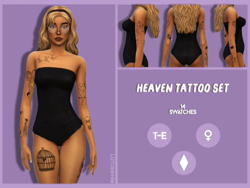 lotuswhim:HEAVEN TATTOO SETbase game compatiblefemale1 swatch with the full set and 14 individual sw