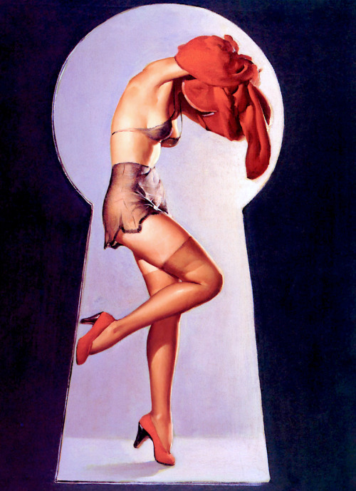 Peek-a-view / illustration by Gil Elvgren, 1940.