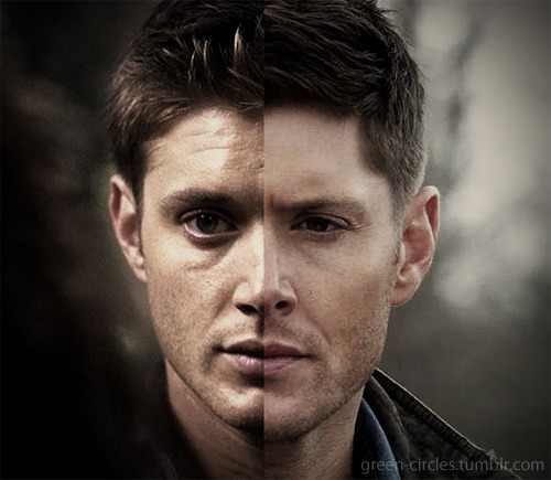 disembodiedangelfeet:  moridash:  green-circles: Seasons 1 and 8Sam and Dean  this hurts  Dean looks